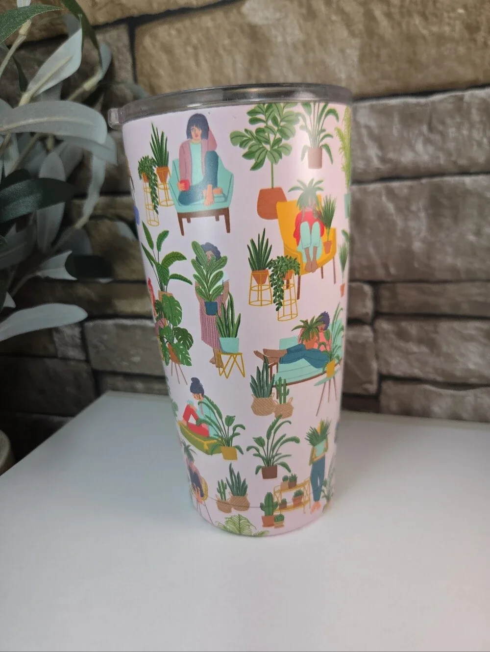 CRAZY PLANT LADY-Double Walled Stainless Women & Houseplants Tumbler Travel Lid